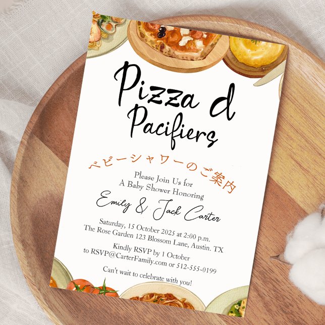 Invitation Pizza Party Baby shower Italien Nourriture Aquarel (Créateur téléchargé)