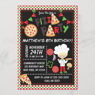 Invitation Pizza Party Blond Boy Anniversaire de enfant Party