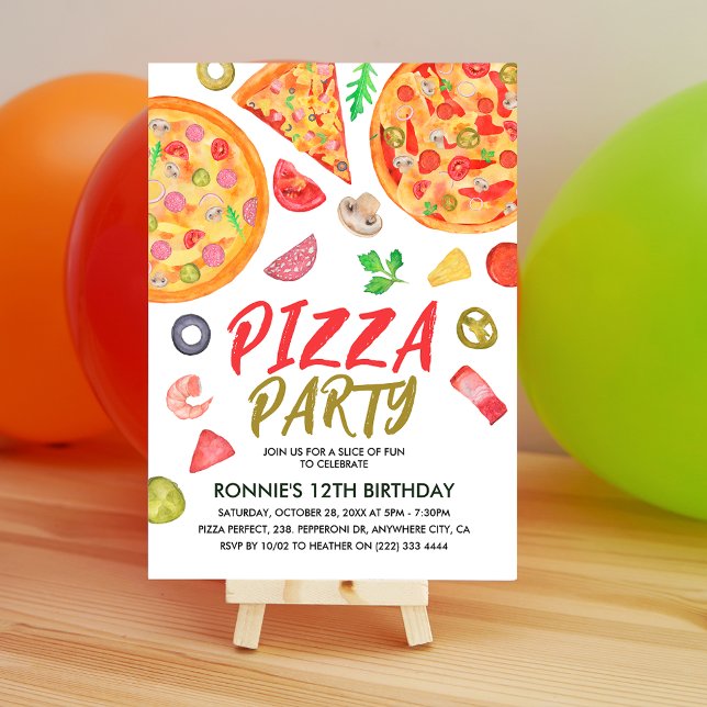 Invitation Pizza Party Italien Fun Anniversaire de enfant (Créateur téléchargé)