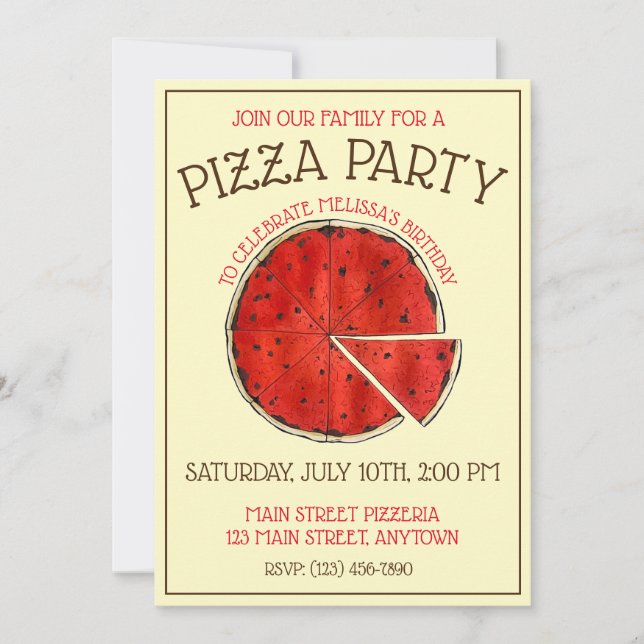 Invitation Pizza Party New Haven CT Connecticut Pie Slice (Devant)