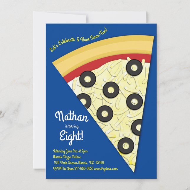 Invitation Pizza Party Olive Pizza Slice (Devant)