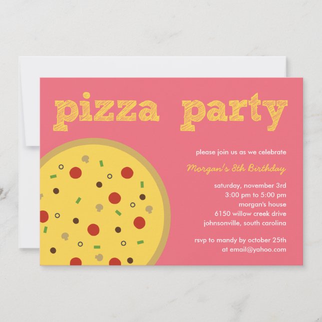 Invitation Pizza Party (Pink) (Devant)