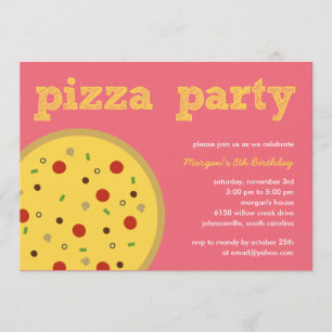 Invitation Pizza Party (Pink)