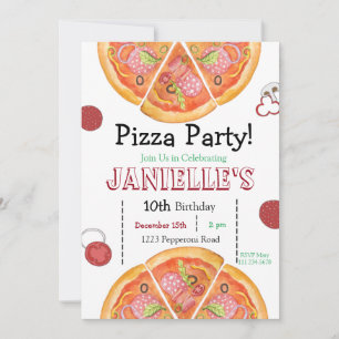 Invitation Pizza Party, Pizza Birthday, tranche de plaisir