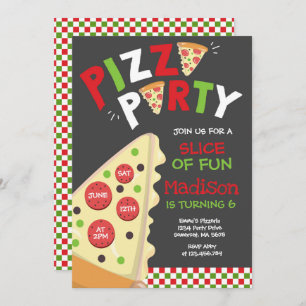 Invitation Pizza Party Pizza fête d'anniversaire