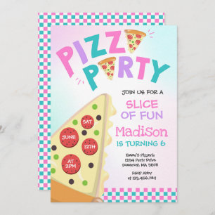 Invitation Pizza Party Pizza fête d'anniversaire
