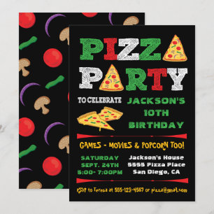 Invitation Pizza Party Slice fête d'anniversaire