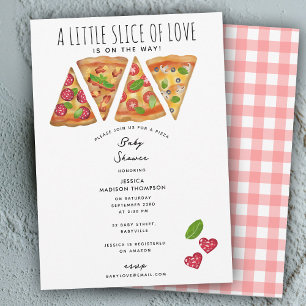 Invitation Pizza Party thème Aquarelle Baby shower Amour