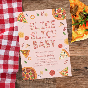 Invitation Pizza pour bébé Slice moderne Premier anniversaire