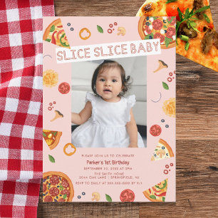 Invitation Pizza pour bébé Slice moderne Premier anniversaire