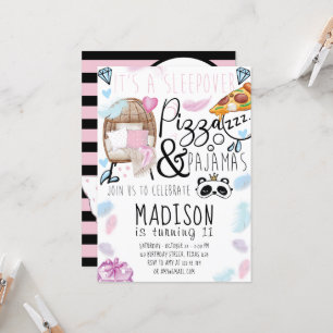 Invitation Pizza & Pyjamas Slepover fête d'anniversaire