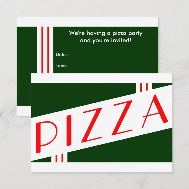 Invitation pizza rétro (Devant / Derrière)