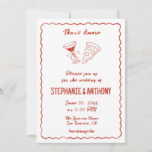 Invitation Pizza Rouge Fantaisiste C'est l'Amour Mariage Ital