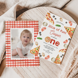 Invitation Pizza Rouge vintage Coupe De Fun 1er Anniversaire