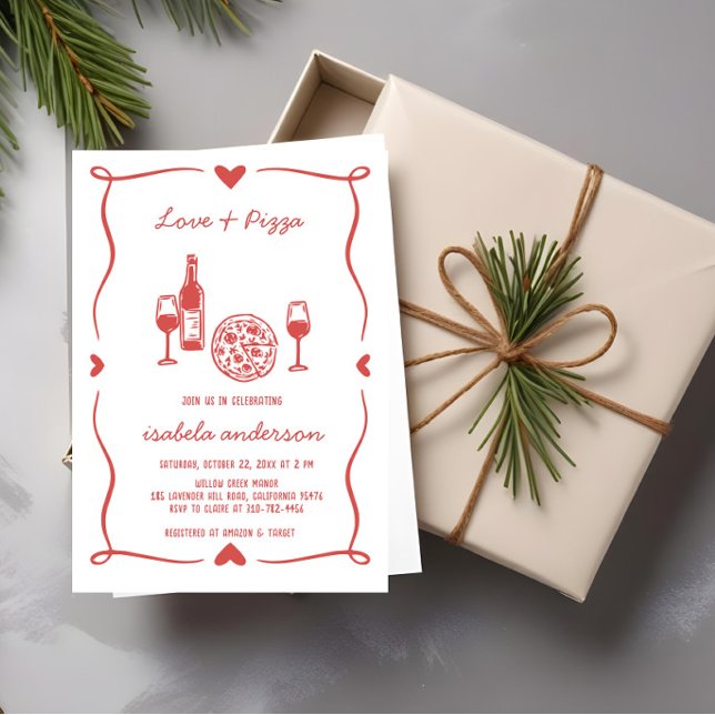 Invitation Pizza rustique et Fête des mariées de vin Invitati (Créateur téléchargé)