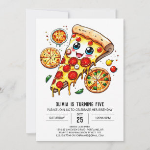 Invitation Pizza simple en bouche Anniversaire