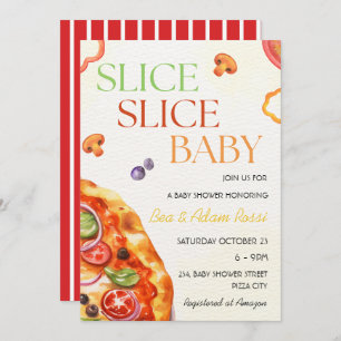 Invitation Pizza Slice Baby Coed Baby shower