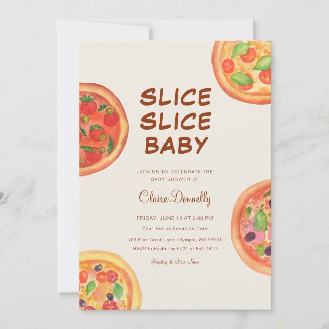 Invitation Pizza Slice Baby shower italien (Devant)