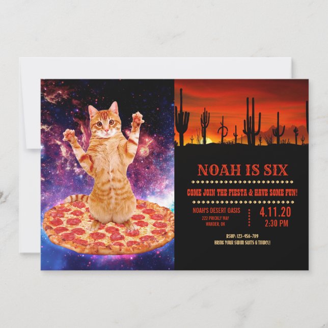 Invitation Pizza space cat (Devant)