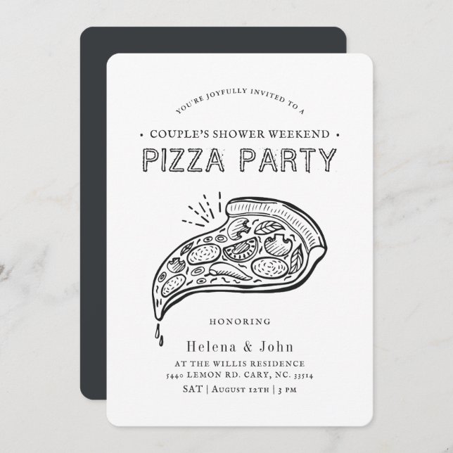 Invitation Pizza vintage | Couple's Shower Invita (Devant / Derrière)