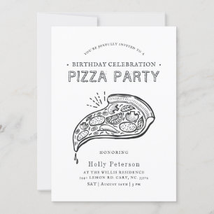 Invitation Pizza vintage   Fête d'anniversaire