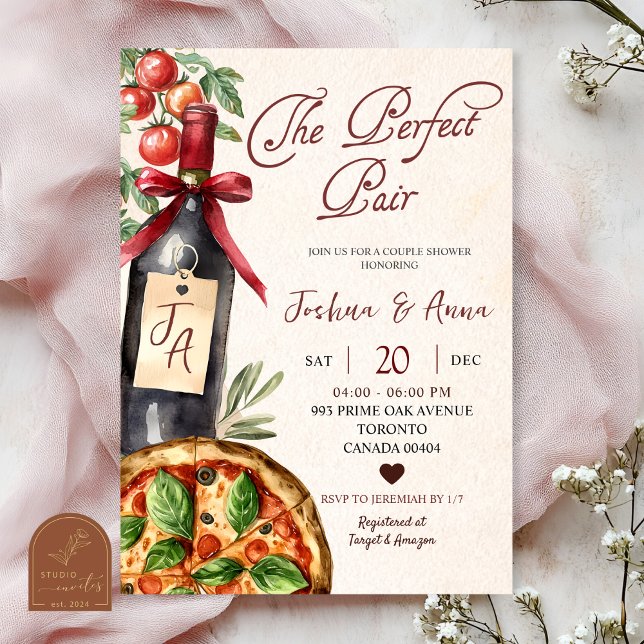 Invitation Pizza Wine Perfect Pair Bridal Shower (Créateur téléchargé)