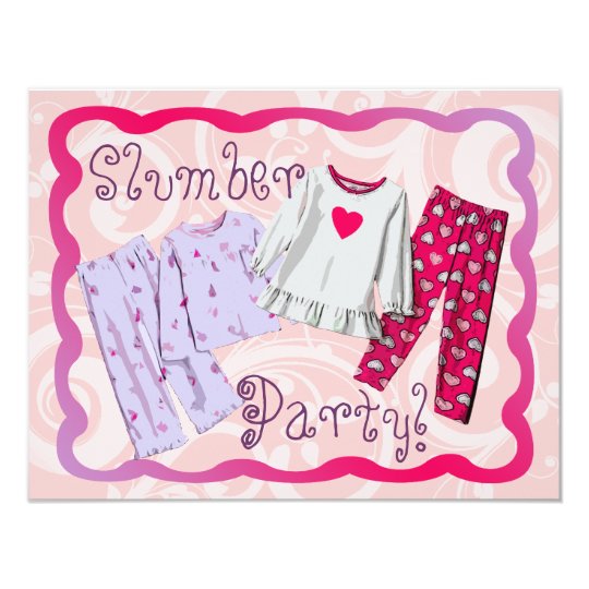 Invitation Pj D Invitation De Soiree Pyjamas Roses Et Zazzle Fr