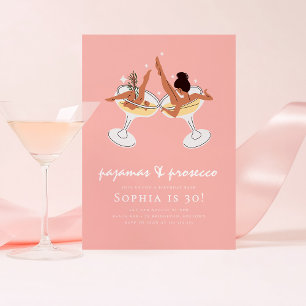 Invitation PJ et Prosecco Pajama Party Anniversaire