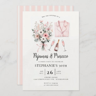 Invitation PJ Sleepover Adulte Pajamas Prosecco 30e anniversa