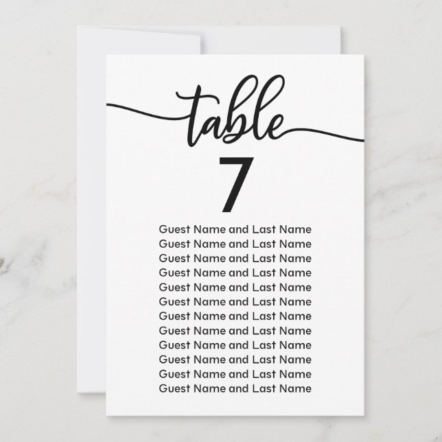 Invitation Placement des invités au mariage Calligraphie mode (Devant)