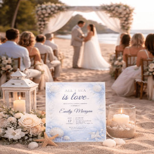 Invitation Plage à l'aquarelle Tout ce que je vois est amour