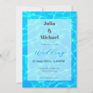 Invitation Plage à l'eau bleue & thème océanique pour mariage