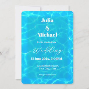 Invitation Plage à l'eau bleue & thème océanique pour mariage