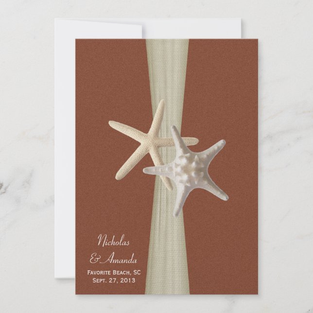 Invitation Plage Amore Starfish Mariage (Devant)
