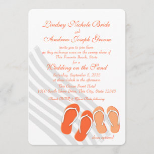 Invitation Plage Amusement Tropica Orange Destination Mariage