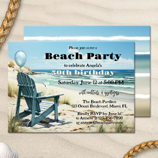 Invitation Plage Anniversaire Adulte Summer Cocktail Party