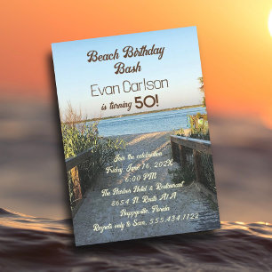 Invitation Plage Anniversaire Boardwalk Sand Unisex Party
