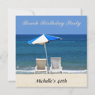 Invitation Plage Anniversaire Fête Chaises d'invitation