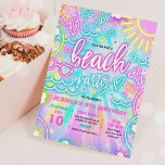 Invitation Plage Anniversaire Fête Summer Beach Tie Dye Glow<br><div class="desc">Plage Anniversaire Fête Summer Beach Tie Dye Glow Invitation Tous les modèles © PIXEL PERFECTION PARTY LTD</div>