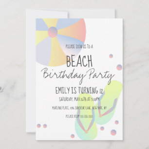 Invitation Plage Anniversaire Piscine Flip Flop Ball