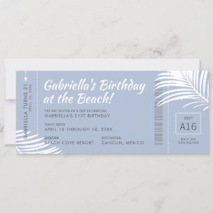 Invitation Plage Anniversaire Voyage Pass Embarquement Billet