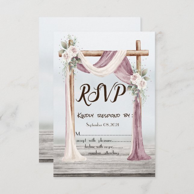 Invitation Plage Arbor Fleurs Mariage RSVP (Devant / Derrière)