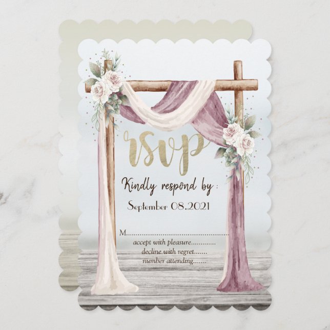 Invitation Plage Arbor RSVP (Devant / Derrière)