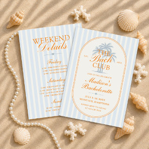 Invitation Plage aux palmiers Club de Bachelorette Week-end