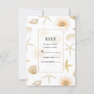 Invitation Plage aux Pêches Coquillages Fleurs Mariage Modern