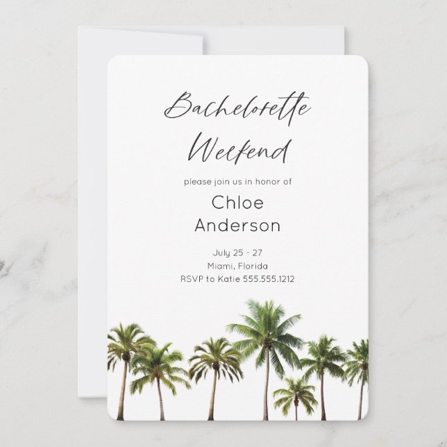 Invitation Plage Bachelorette Week-end Bachelorette Invitatio (Devant)