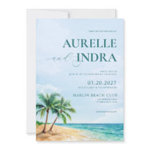 Plage bleue été aquarelle QR mariage fête