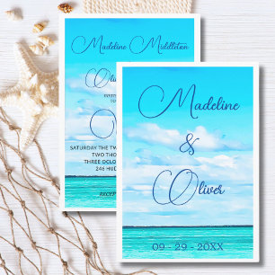 Invitation Plage Bord de mer Côte Été Destination Mariage