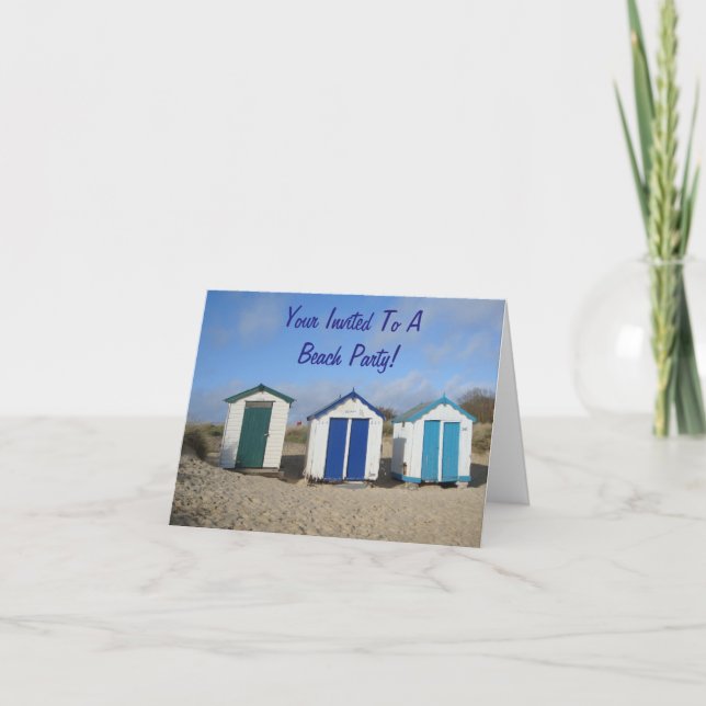 Invitation Plage cabanes ciel bleu mer plage plage de sable f (Devant)
