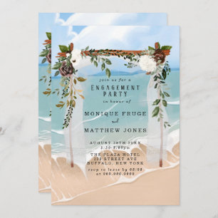 Invitation Plage Canopée Tropical Floral Engagement Party